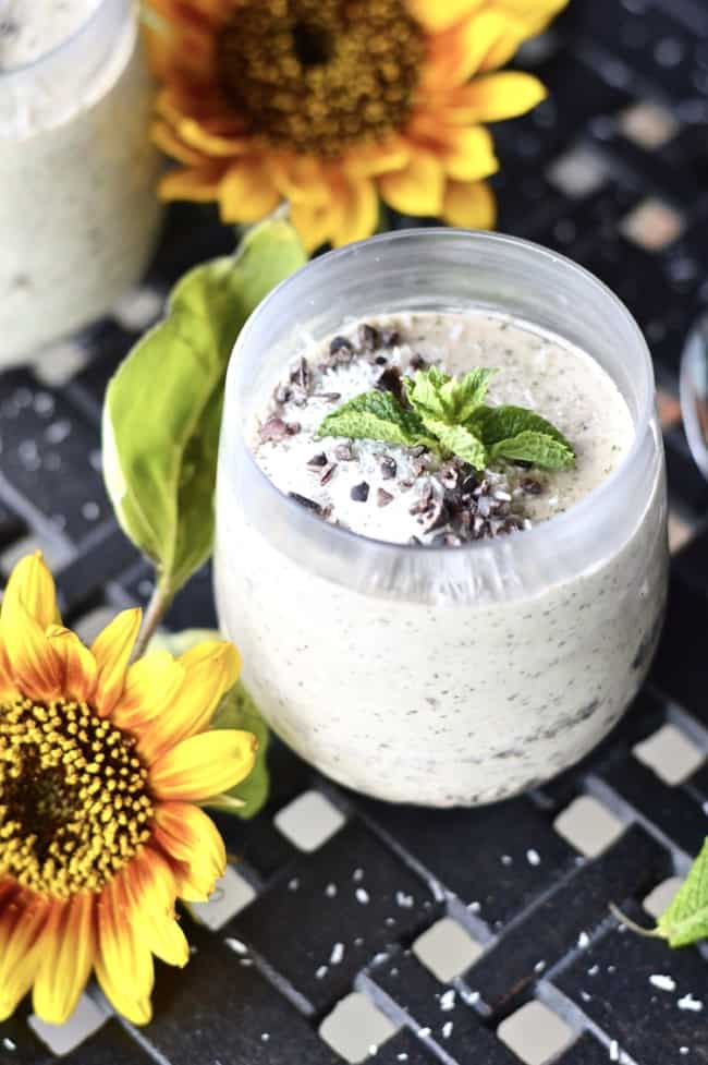 White Peppermint Smoothie is what we are sipping on this week. This refreshing mint smoothie makes the perfect breakfast, snack or dessert. This smoothie is Whole30, Paleo, Vegan, GAPS and SCD safe. Plus, white peppermint smoothie is so easy to make! #smoothie #mint #vegan #paleo #whole30 #breakfast