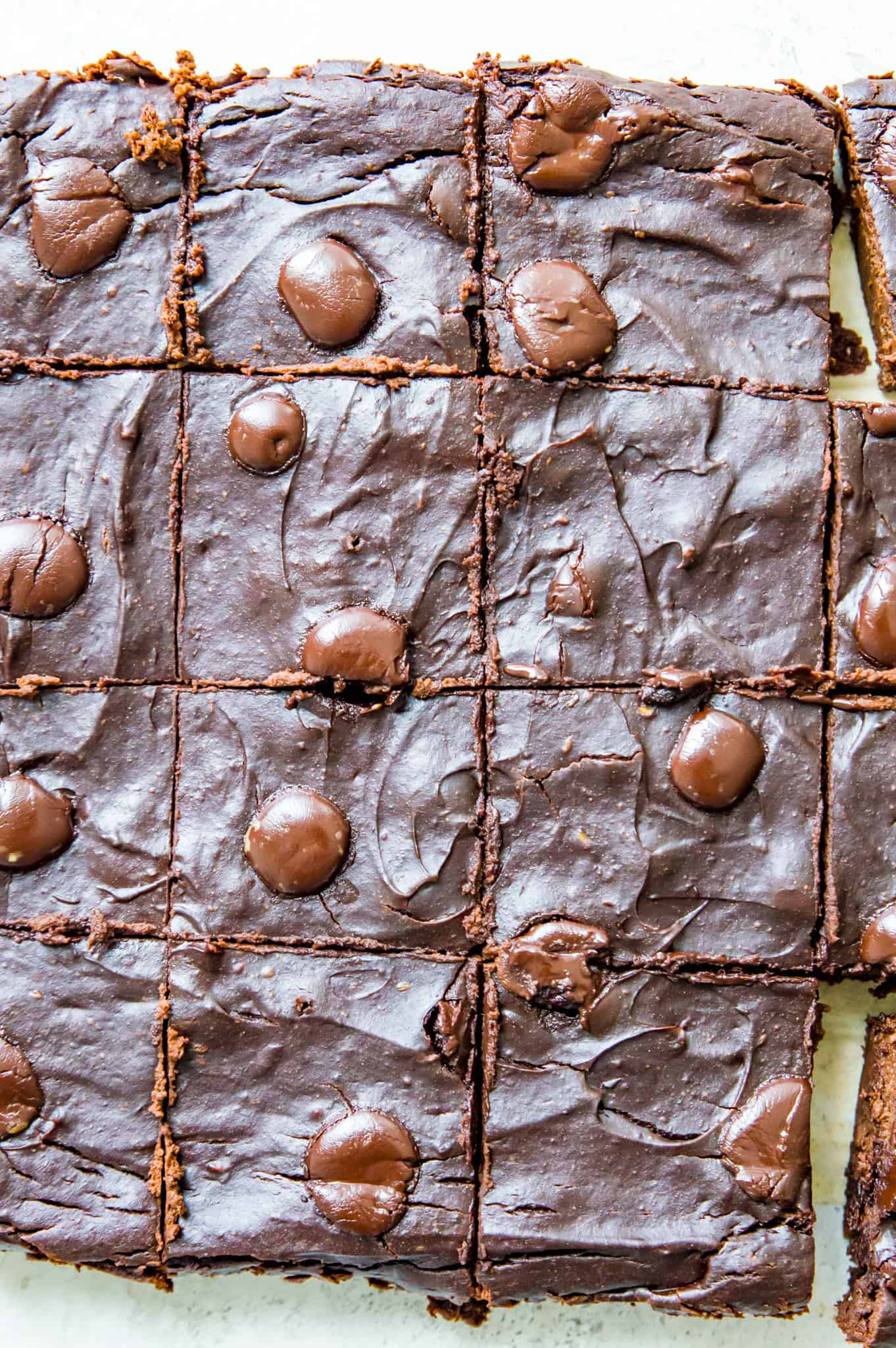 Avocado Brownies recipe A batch of avocado brownies cut into pieces.