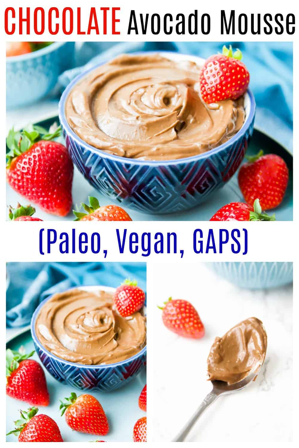 Chocolate Avocado Mousse. Doesn't that sound amazing? This chocolate mousse is very easy to make and is also vegan. Serve this chocolate avocado mousse as a quick and healthy dessert at your next party and I promise your guests will leave happy. #paleo #mousse #chocolate #avocado #vegan #dairyfree