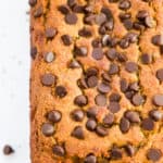 A loaf of gluten free chocolate chip banana bread