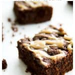 Looking for the best paleo brownie recipe? These simple and easy Dairy Free Brownies with Caramel are also gluten free and grain free. Made healthy with coconut oil, fudgy caramel and sea salt you are sure to love these homemade brownies. #brownie #paleo