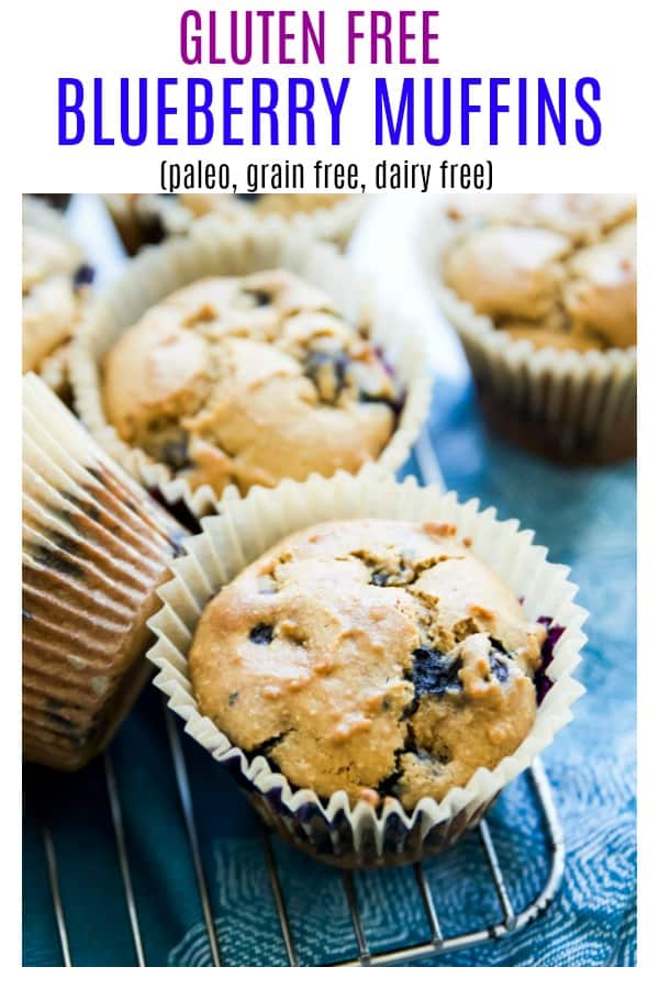 This is the best gluten free blueberry muffins recipe! They are such a simple, easy and healthy breakfast. Moist in the middle, homemade from scratch with almond flour, coconut flour, no milk, no butter, no dairy and no grains they are even paleo. #muffins #glutenfree