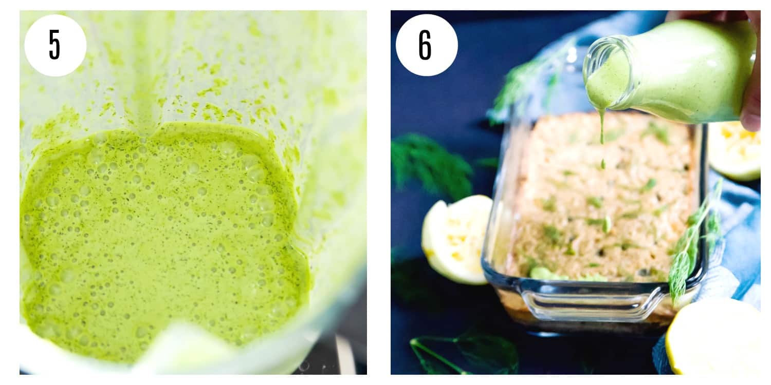 Step by step directions for making dill sauce in a blender.