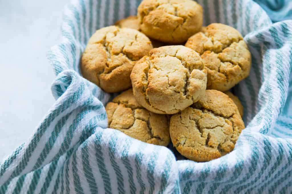A basket filled with almond flour biscuits 