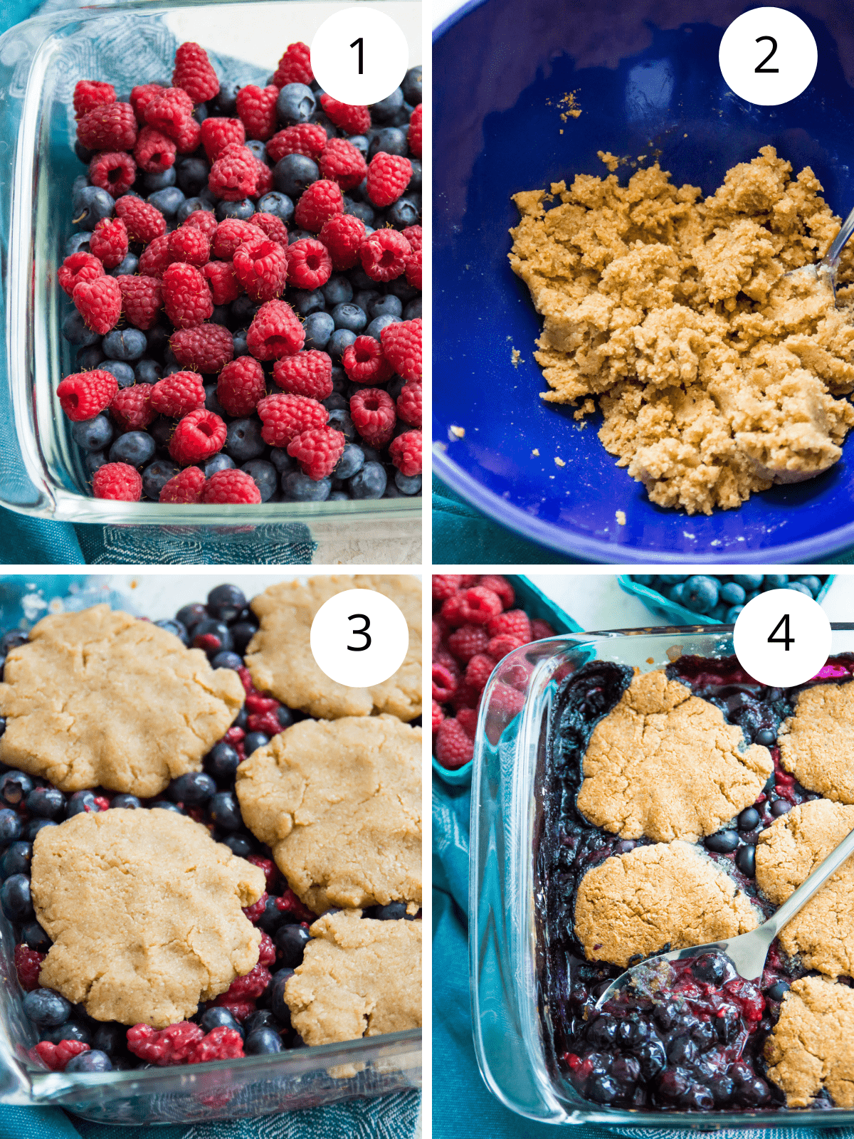 Step by step directions for making a paleo blueberry cobbler. 