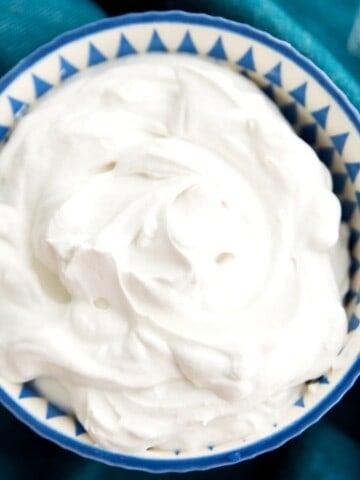 A bowl of coconut whipped cream.