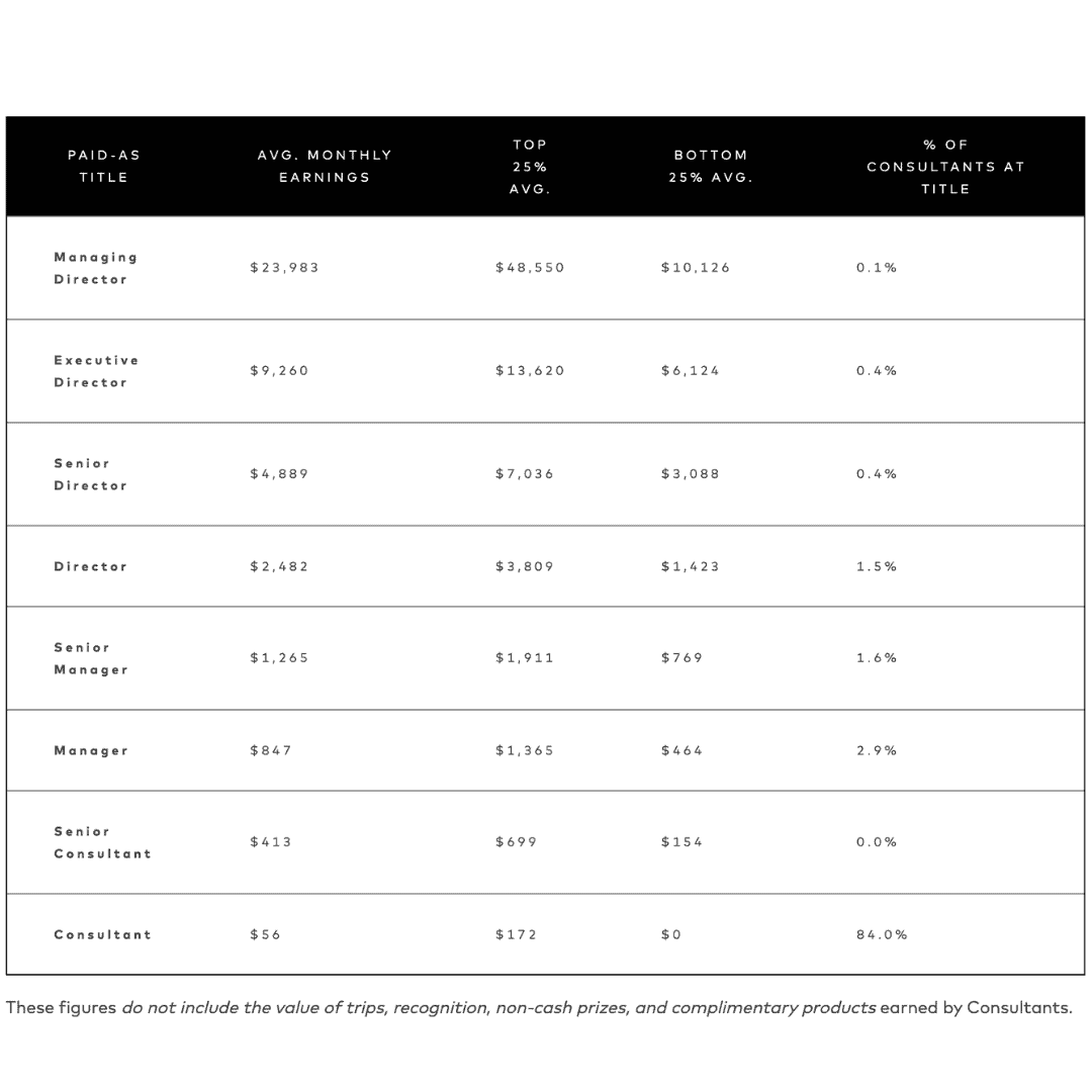 The 2019 Beautycounter income earning statement. 