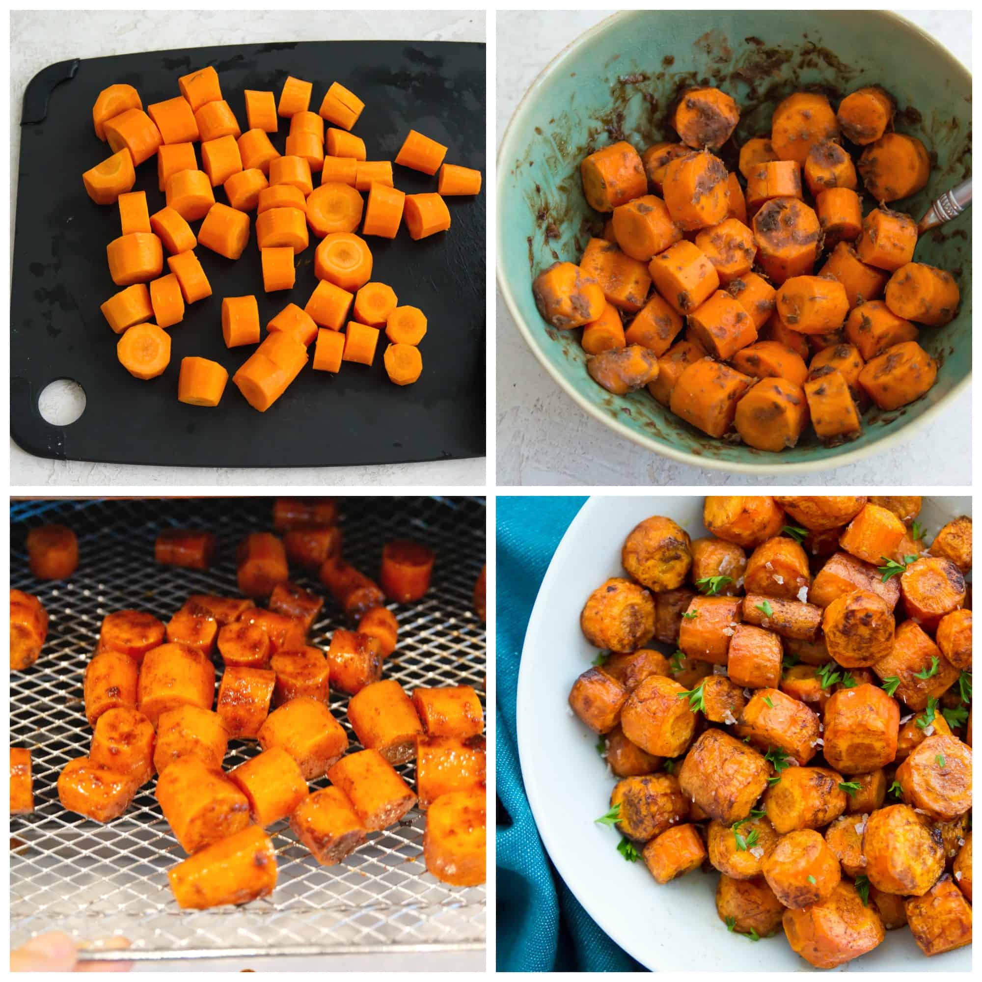 Step by step directions for making sweet air fryer carrots. 