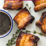 pork belly pieces cooked in an air fryer