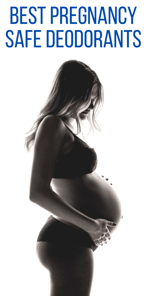 A pregnant women with the text "best pregnancy safe deodorants" above her