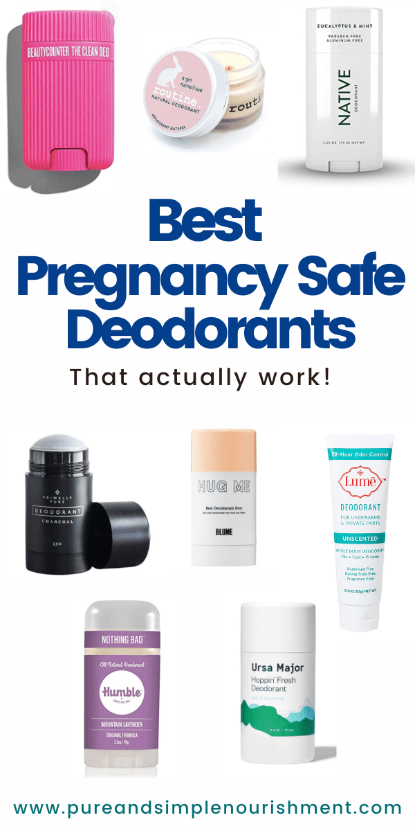 A collage of deodorants that are safe for pregnancy. 