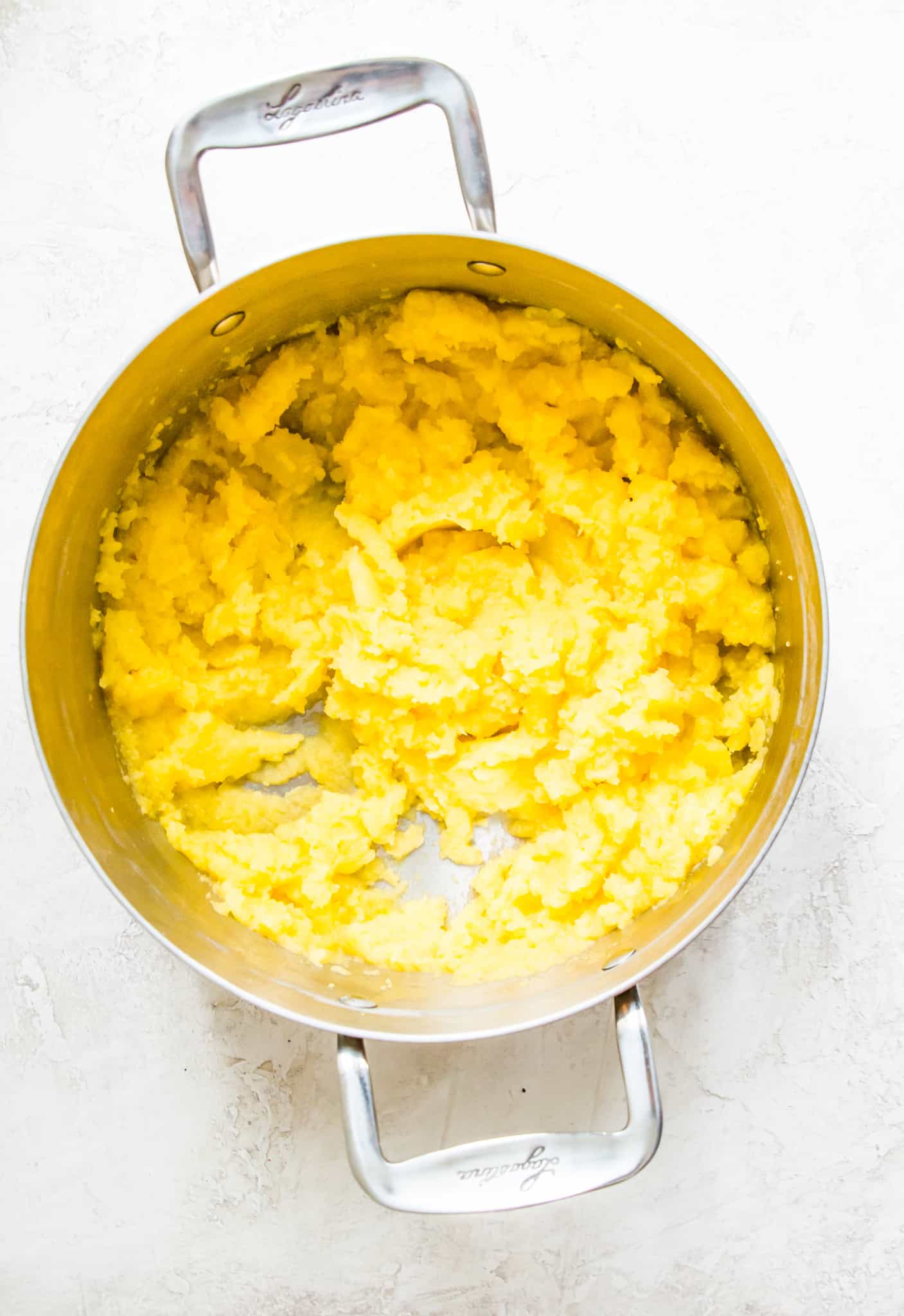 Mashed turnips in a pot.