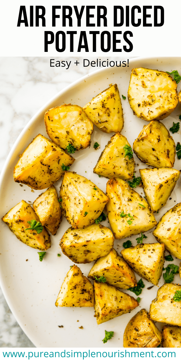 A plate of cooked, diced potatoes