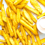 A plate of air fryer turnip fries
