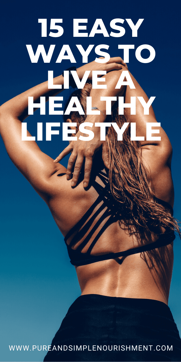 A woman wearing a sports bra doing arm stretches  | 15 Easy Ways to Live a Healthy Lifestyle