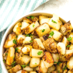 A bowl of fried potatoes and onions