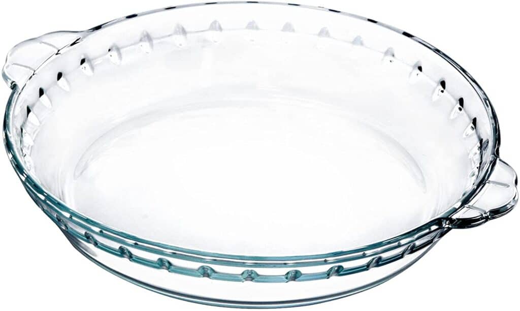 A glass pie plate.