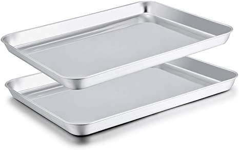 Stainless steel baking sheets. 