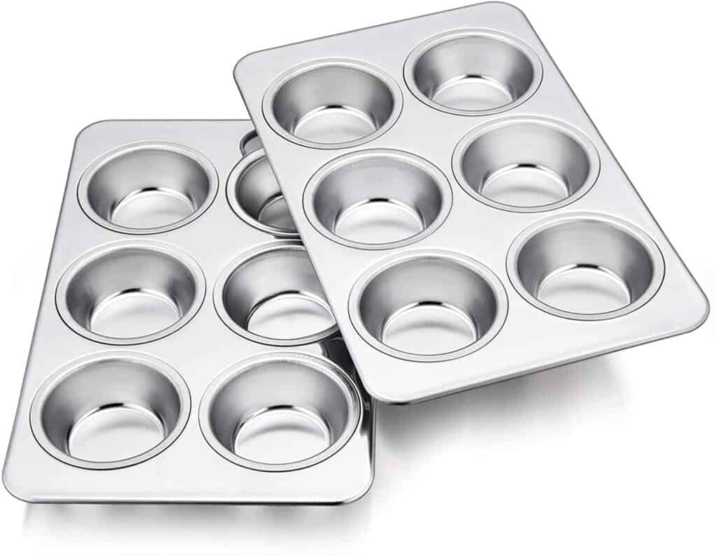 Stainless steel muffin pans.
