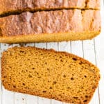 Close up on a slice of paleo bread.