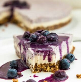resized image of vegan blueberry cheesecake