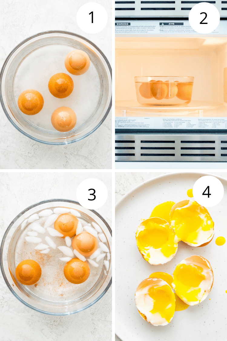 step by step directions for making soft boiled eggs in microwave