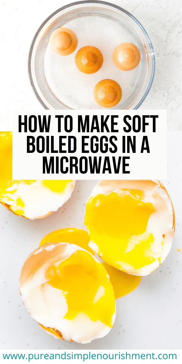 Soft boiled eggs in microwave Pinterest image