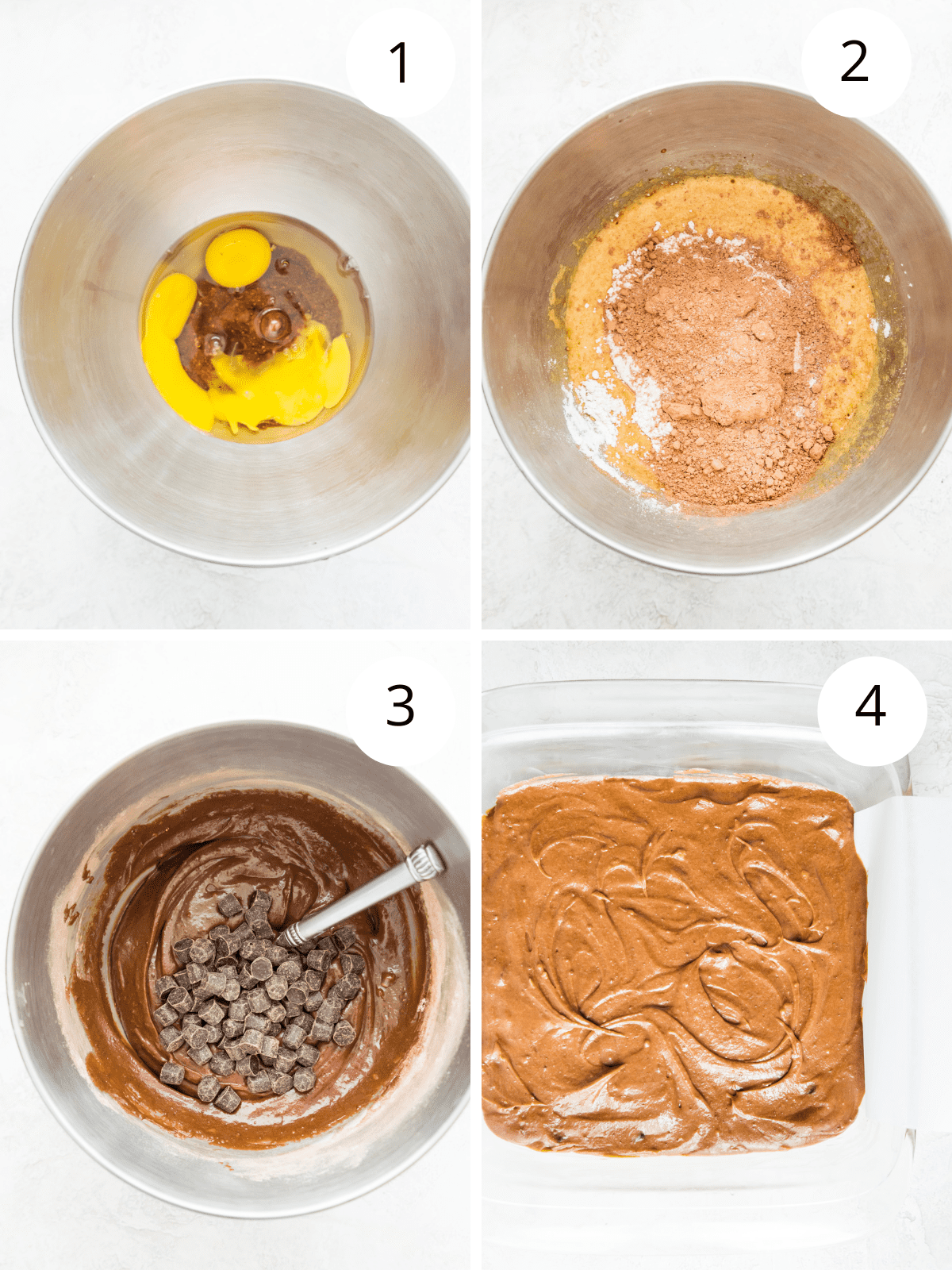 Step by step directions for making sweetened condensed milk brownies.