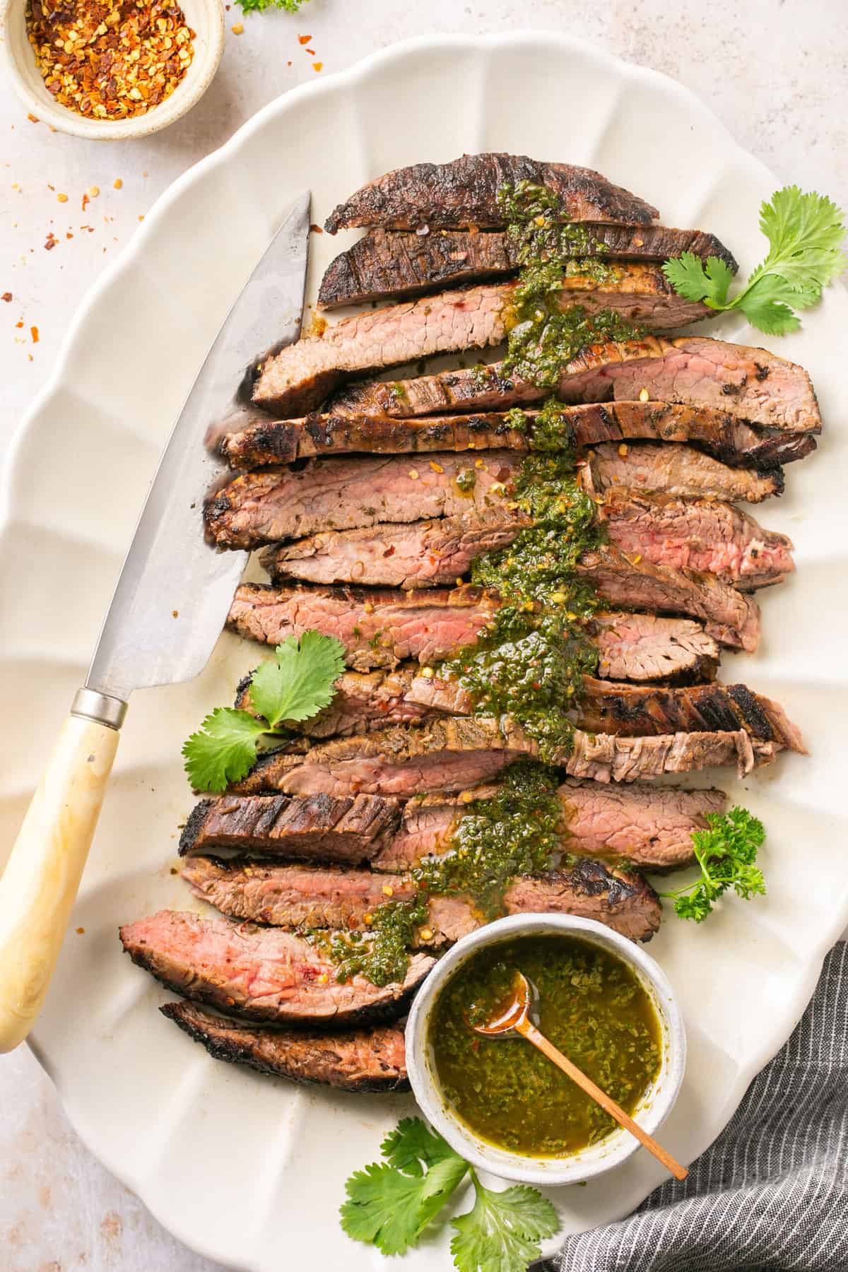 Grilled Flank Steak with Chimichurri - Erin Lives Whole