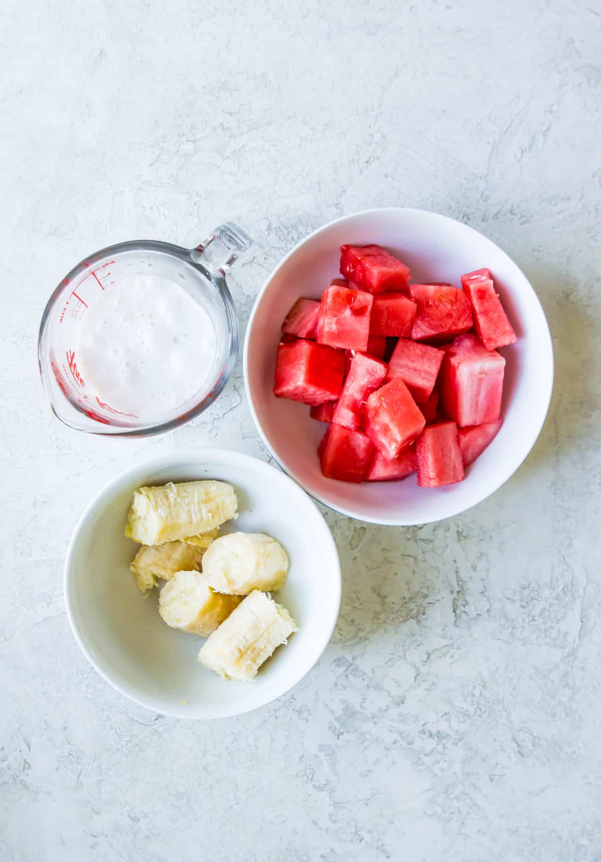 ingredients needed for making a watermelon and banana smoothie