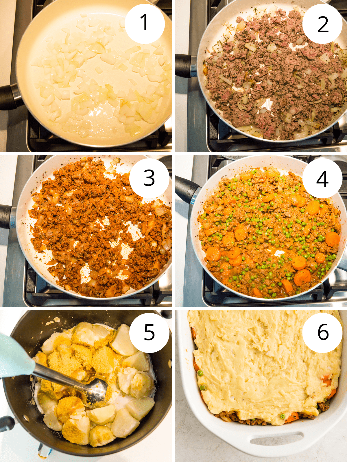 Step by step directions for making a Whole30 shepherd's pie. 