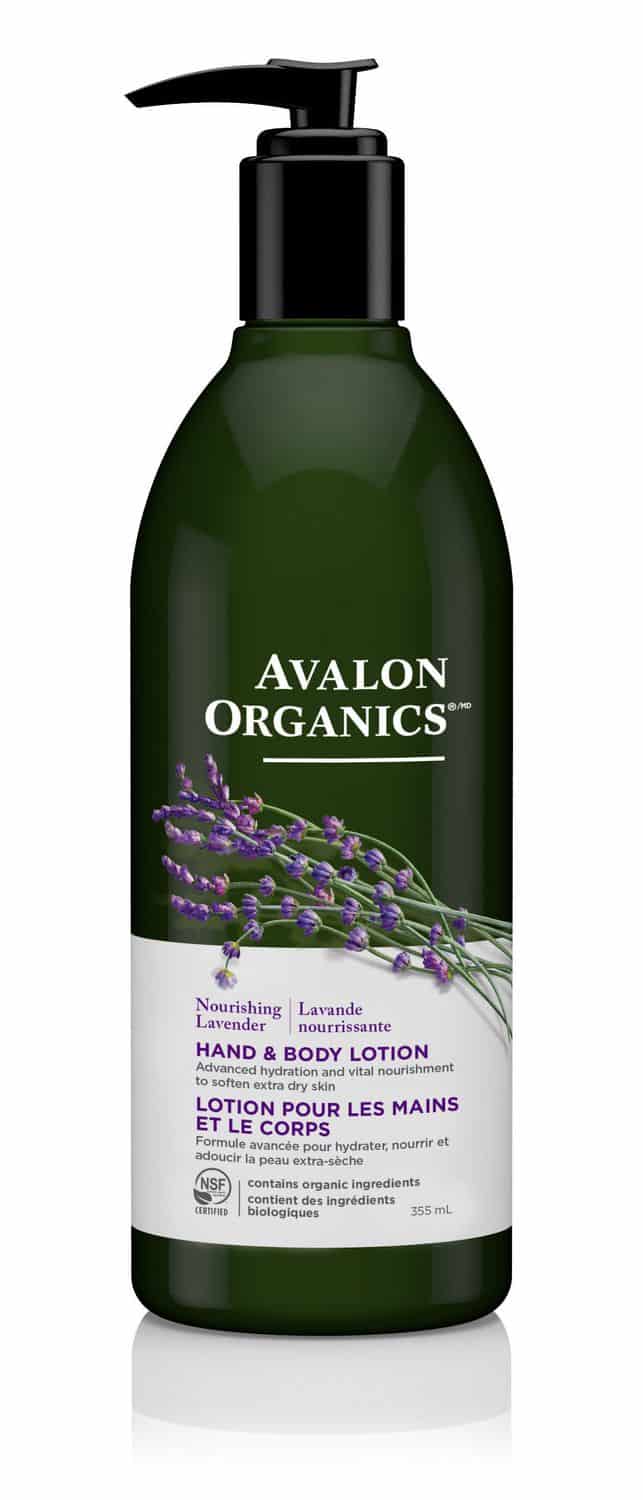 A bottle of Avalon Organics body lotion.