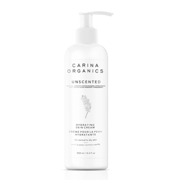 A bottle of Carina Organics body lotion.