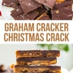 A stack of graham cracker Christmas crack pieces.