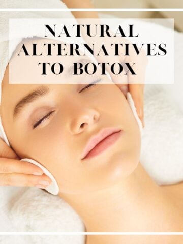 A woman getting a facial with the title Natural Alternatives to Botox above her head.