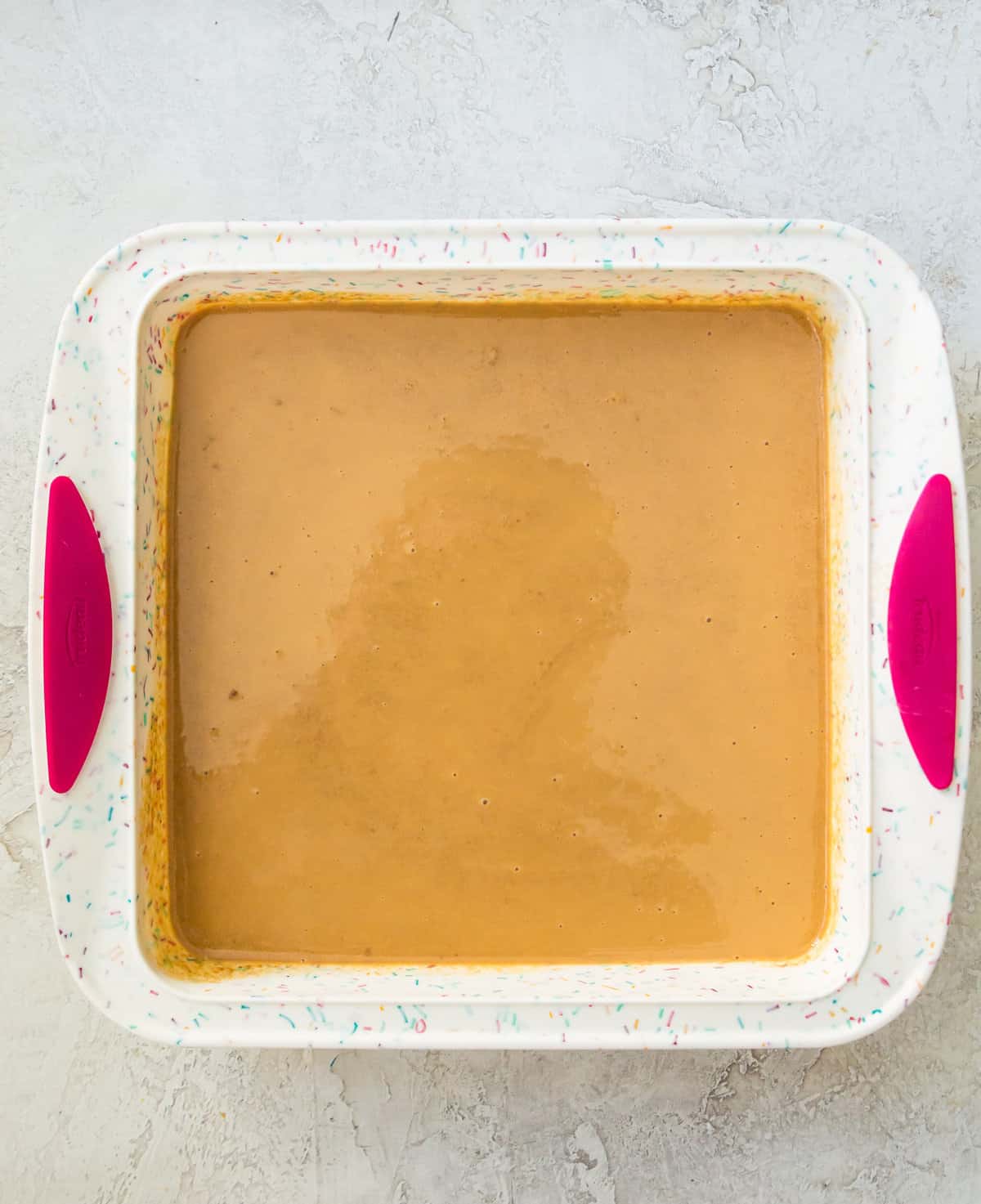 Peanut butter fudge in a baking pan. 
