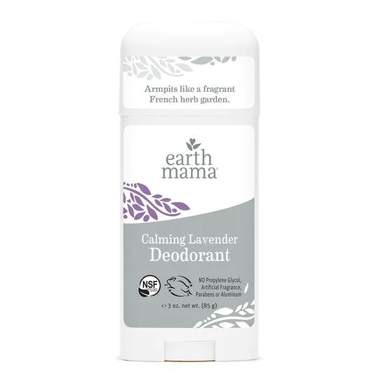 A stick of Earth Mama calming lavender deodorant.