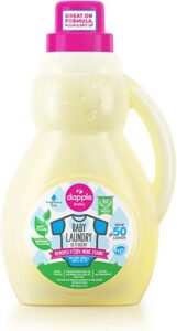 A bottle of Dapple Baby laundry detergent. 