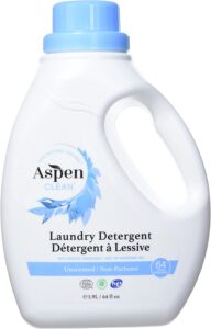 A bottle of AspenClean laundry detergent.