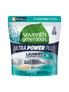 A bag of Seventh Generation Ultra Power Plus Laundry Detergent Packs.