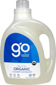 A bottle of GO by Greenshield Organic Laundry Detergent. 