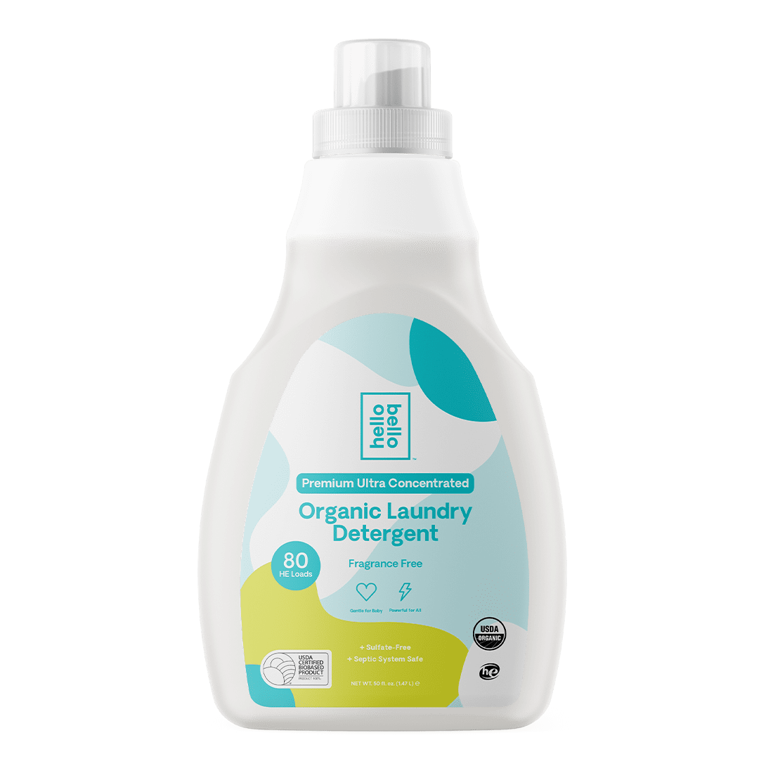 A bottle of Hello Bello Concentrated laundry detergent. 