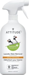A bottle of Attitude laundry stain remover. 