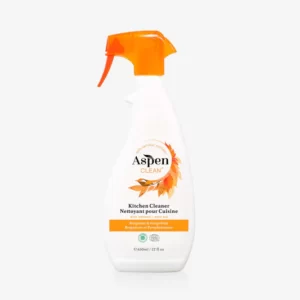 A bottle of AspenClean kitchen cleaner.