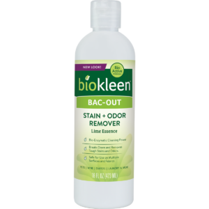 A bottle of Biokleen stain and odor remover. 