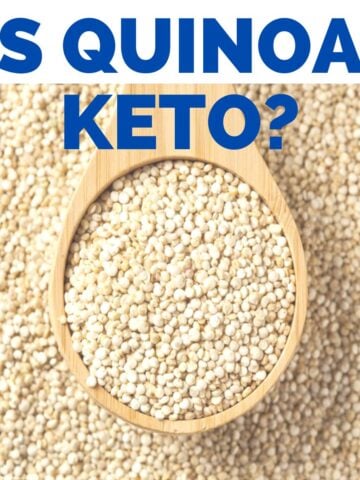 A spoon full of quinoa with the title Is Quinoa Keto over it.
