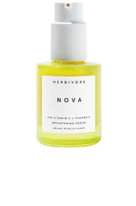 A bottle of Herbivore Botanicals Nova 15% Vitamin C + Turmeric Brightening Serum.