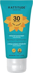 A bottle of ATTITUDE mineral sunscreen lotion.