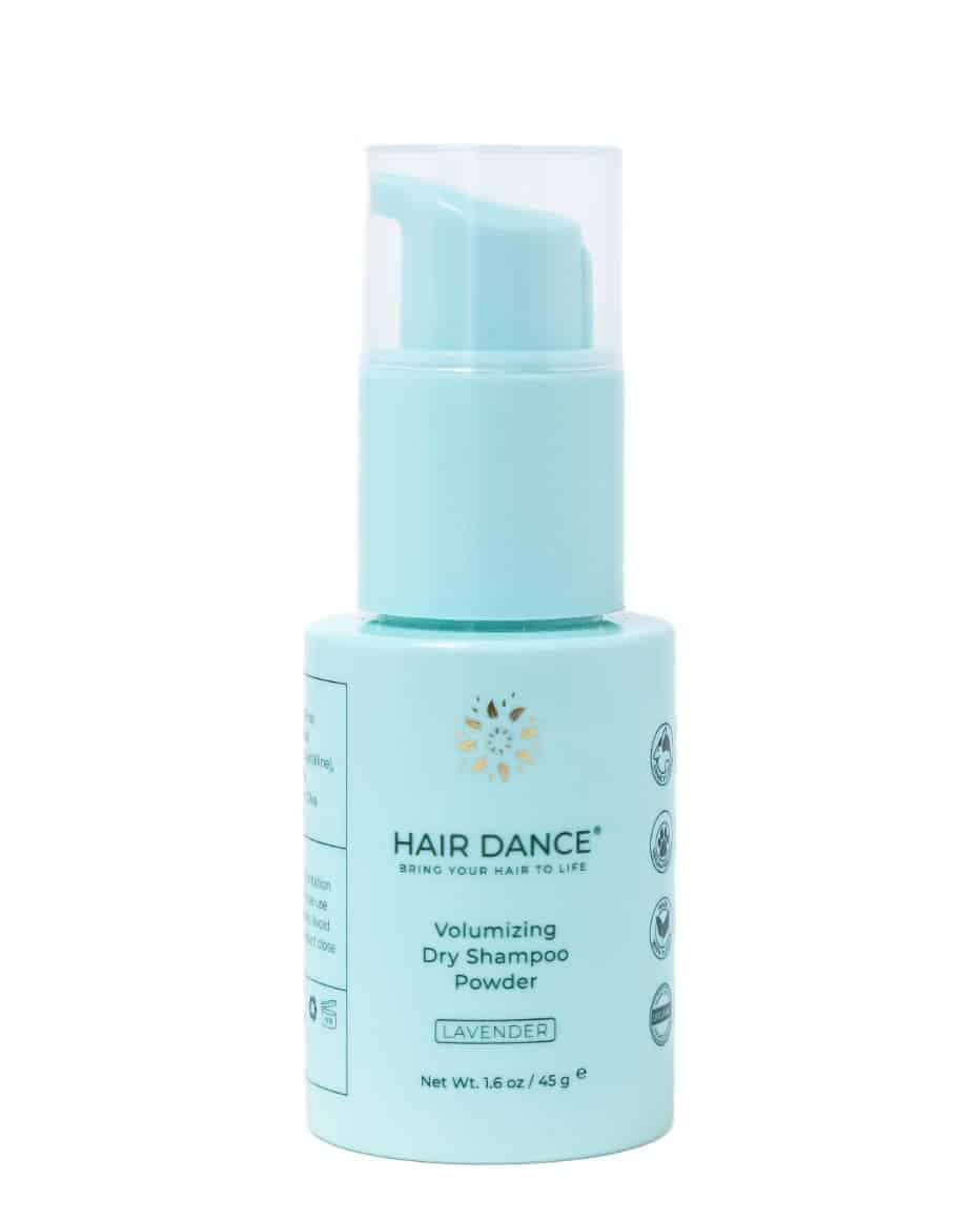 A bottle of Hair Dance dry shampoo powder. 
