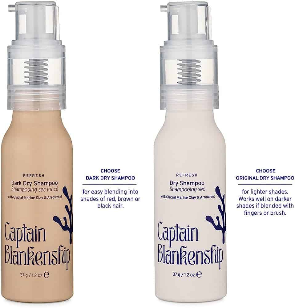 Two bottles of Captain Blankenship dry shampoo next to each other.
